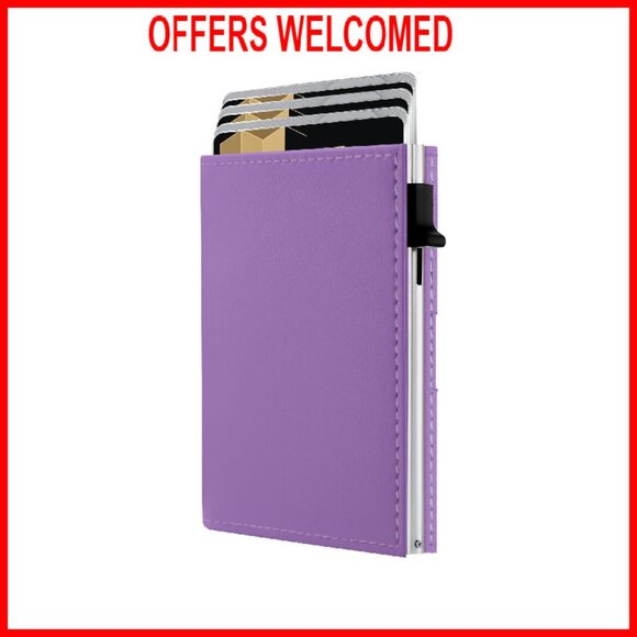 Slim RFID Trifold Wallet - Premium Leather - 11 Card Capacity - Front Pocket - Picture 1 of 8